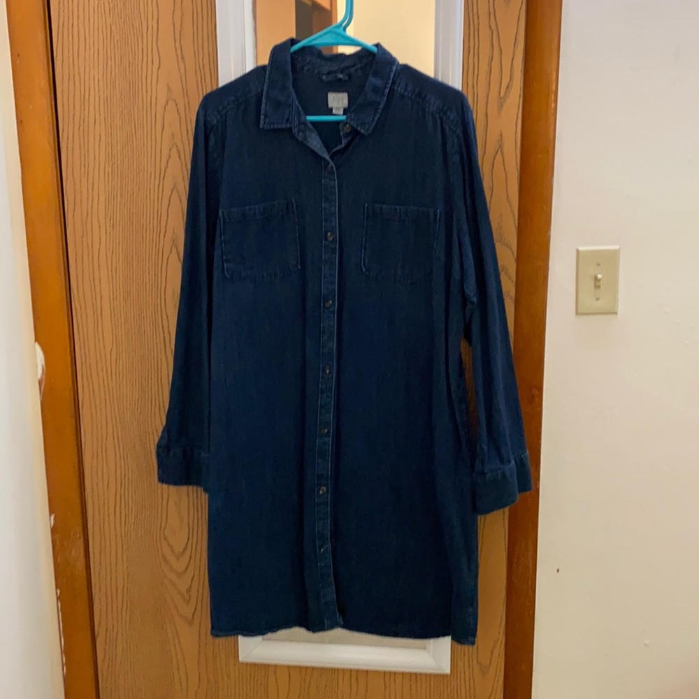 Dark denim long sleeved dress
